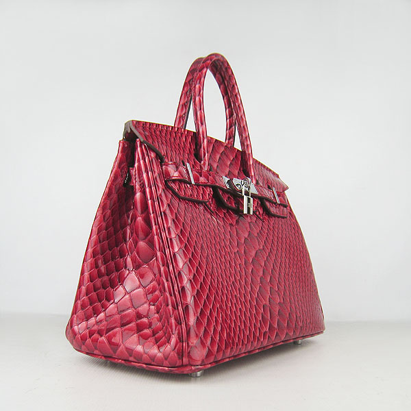 Replica Hermes Birkin 30CM Fish Veins Leather Bag Dark Red 6088 On Sale